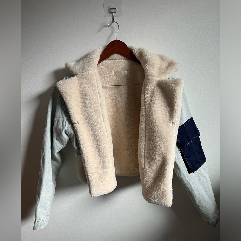 Cropped Multi Fabric Jacket